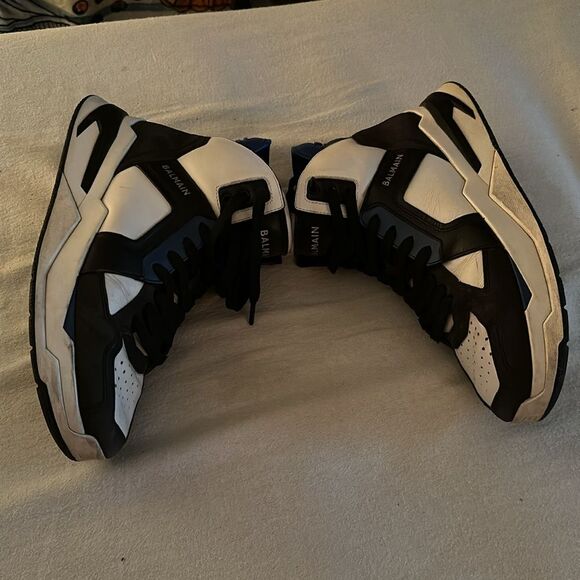 BALMAIN Leather High Trainers - US Men’s Size 10.5 - EU 44 Men’s Size - Picture 6 of 12